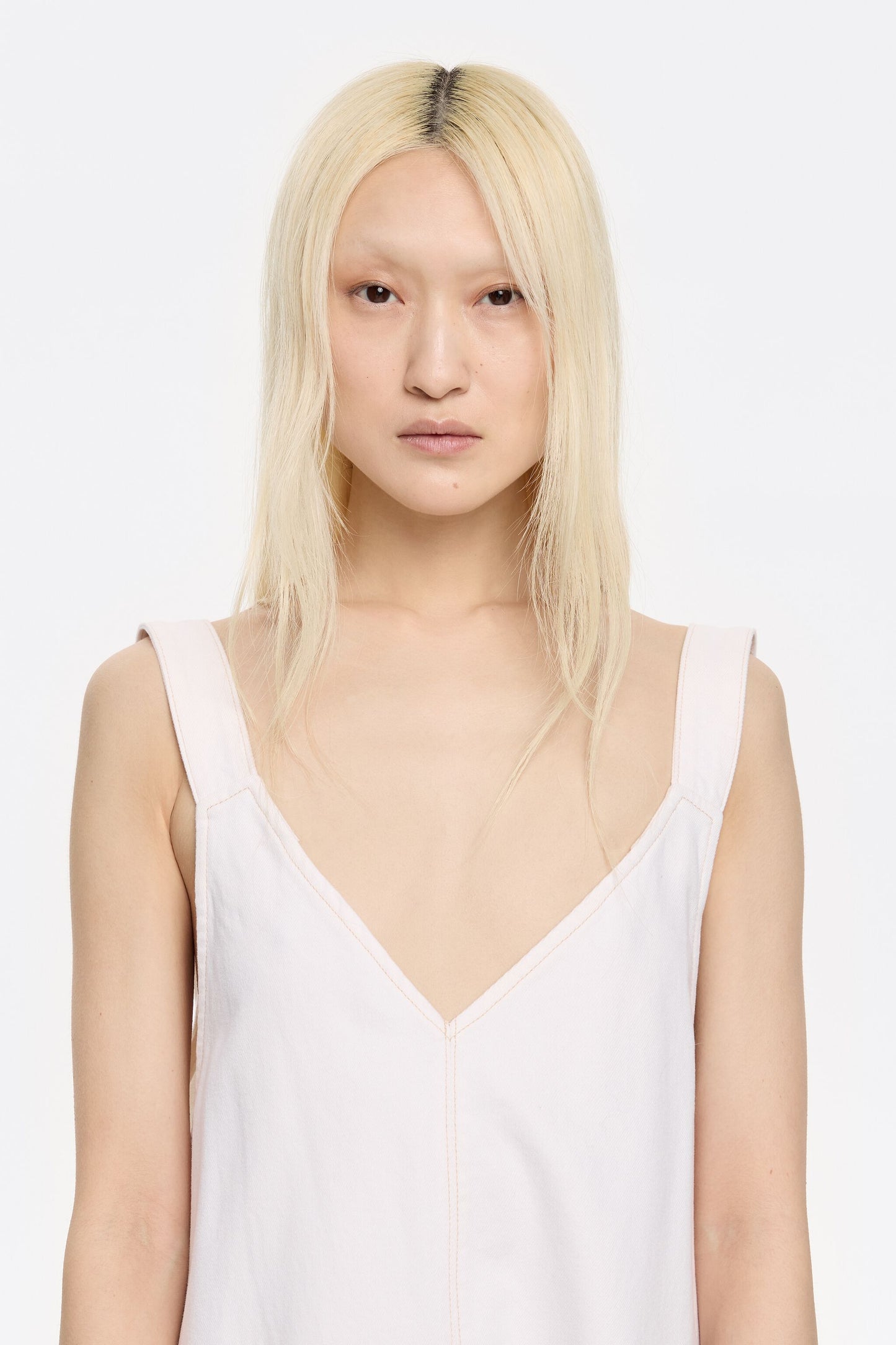 White denim strappy dress