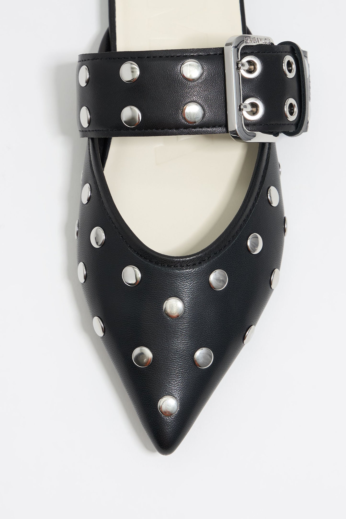 Black leather slingback ballerina with studs