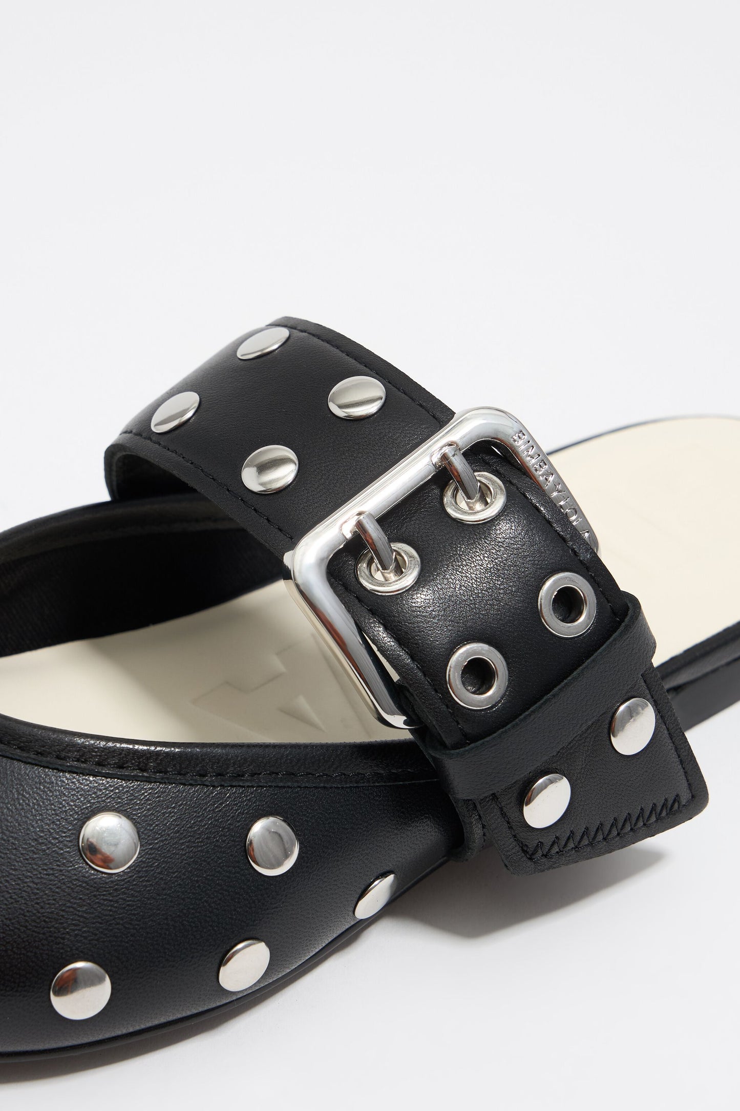 Black leather slingback ballerina with studs