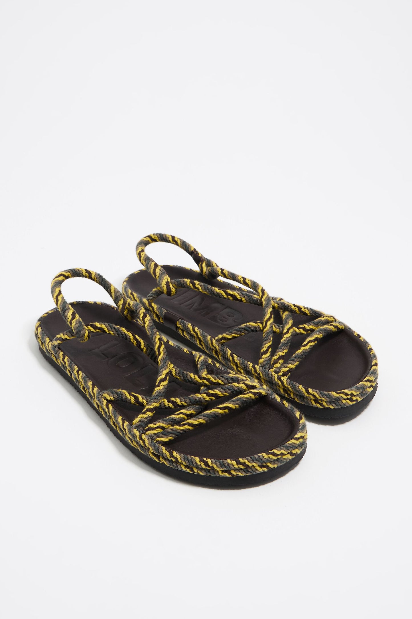 Green plaited rope flat sandal