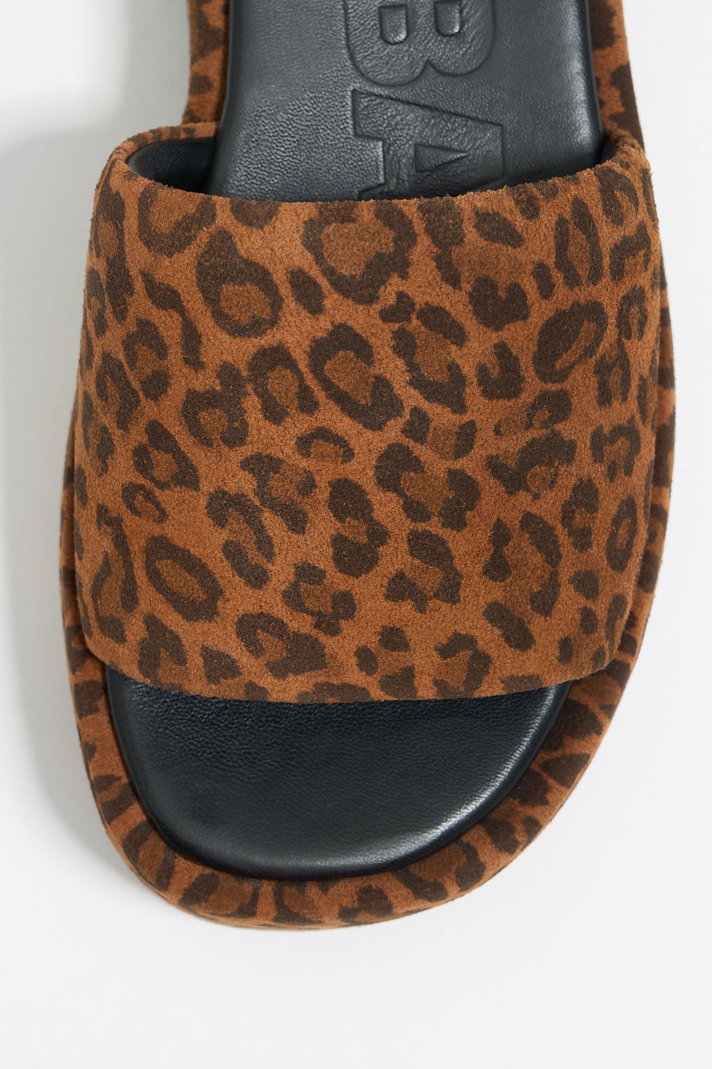 Leopard print leather platform sandal