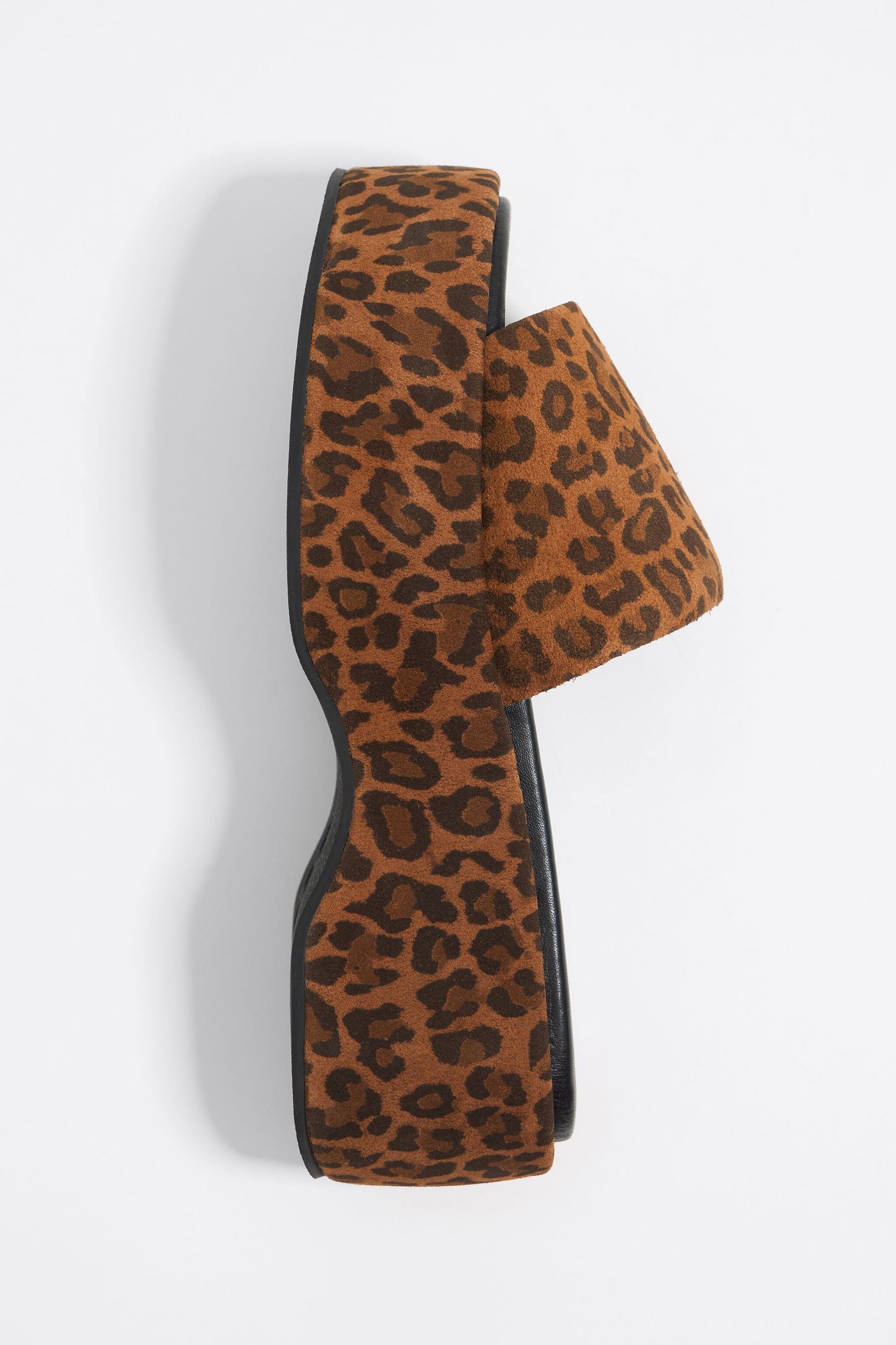 Leopard print leather platform sandal