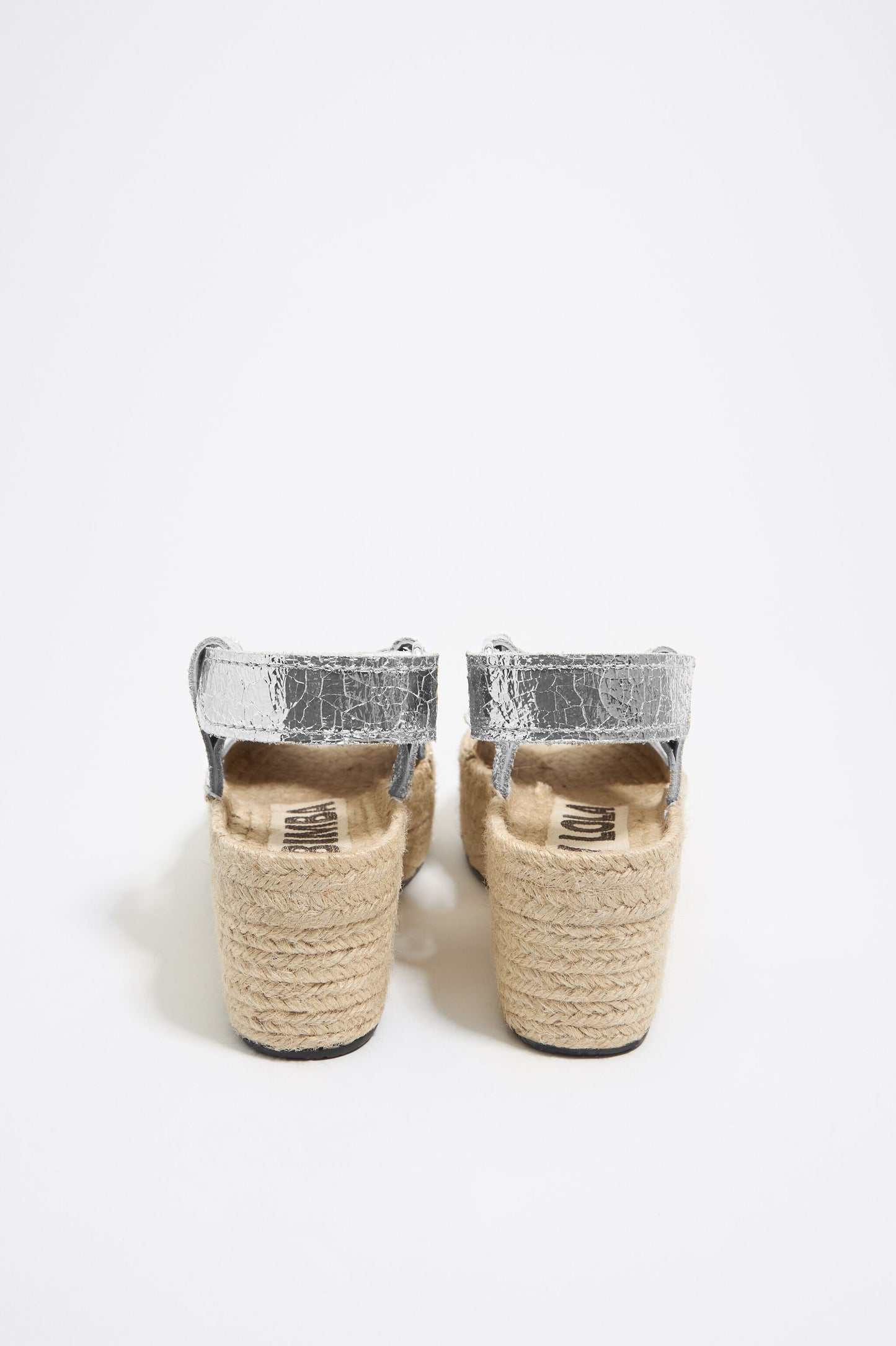Silver leather high jute wedge