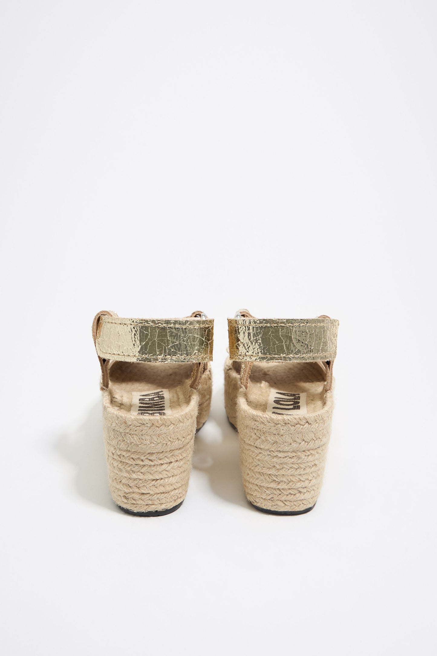 Gold leather high jute wedge
