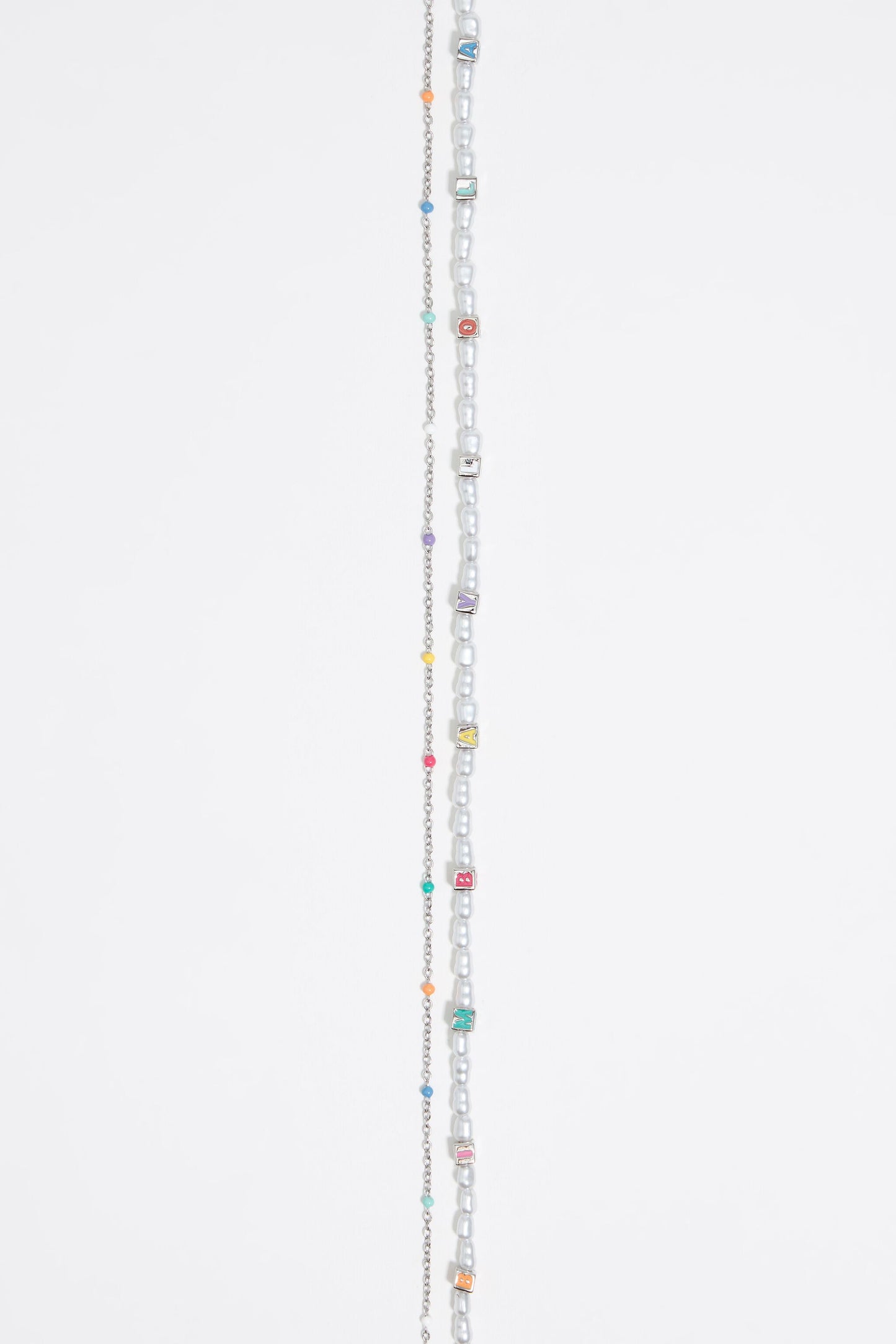 silver-tone dice logo double-layer necklace