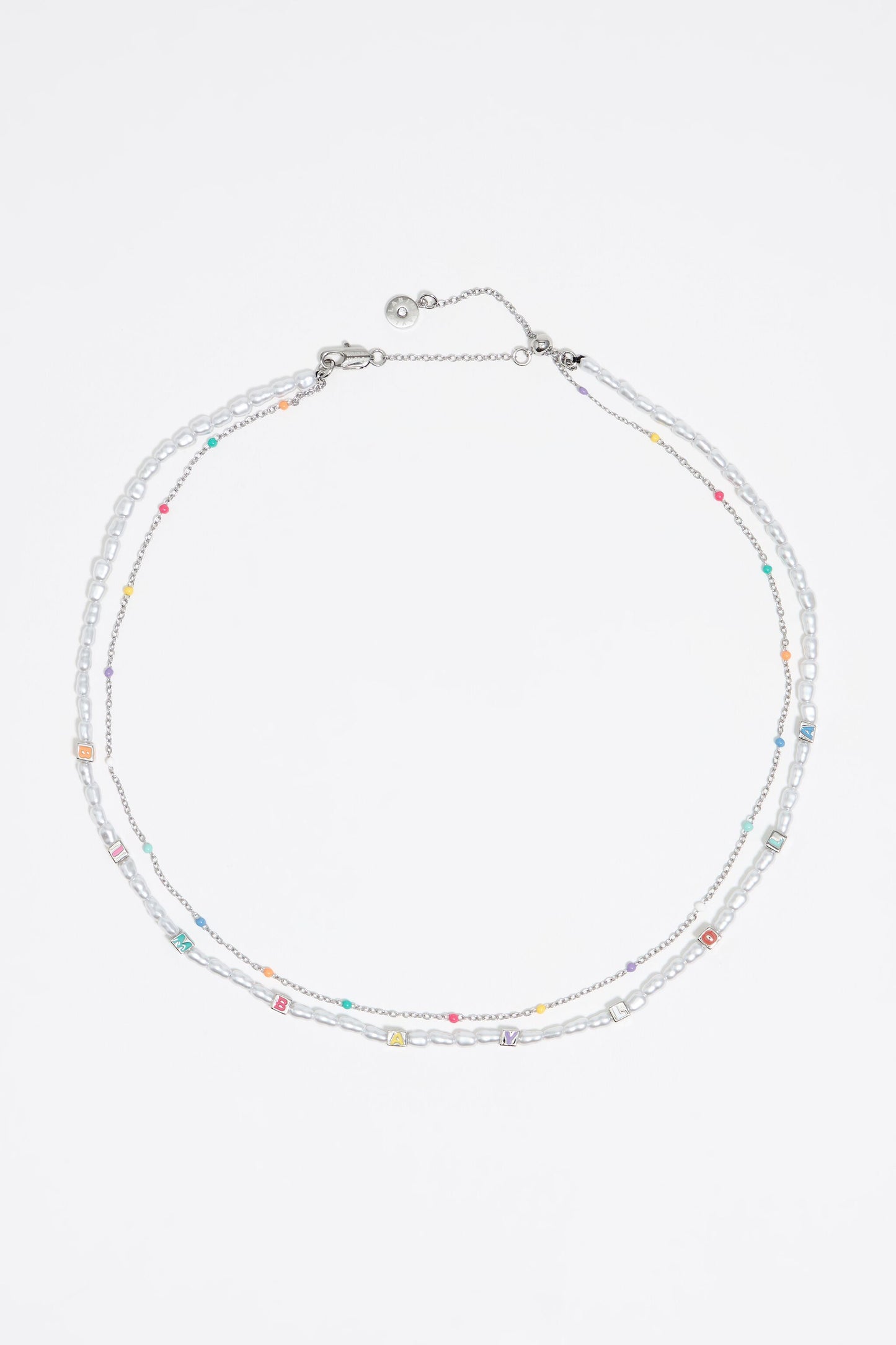 silver-tone dice logo double-layer necklace