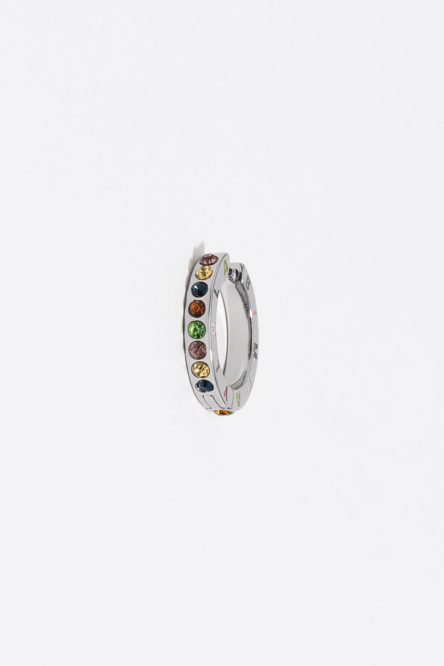 Multicolored crystals and logo hoop earrings