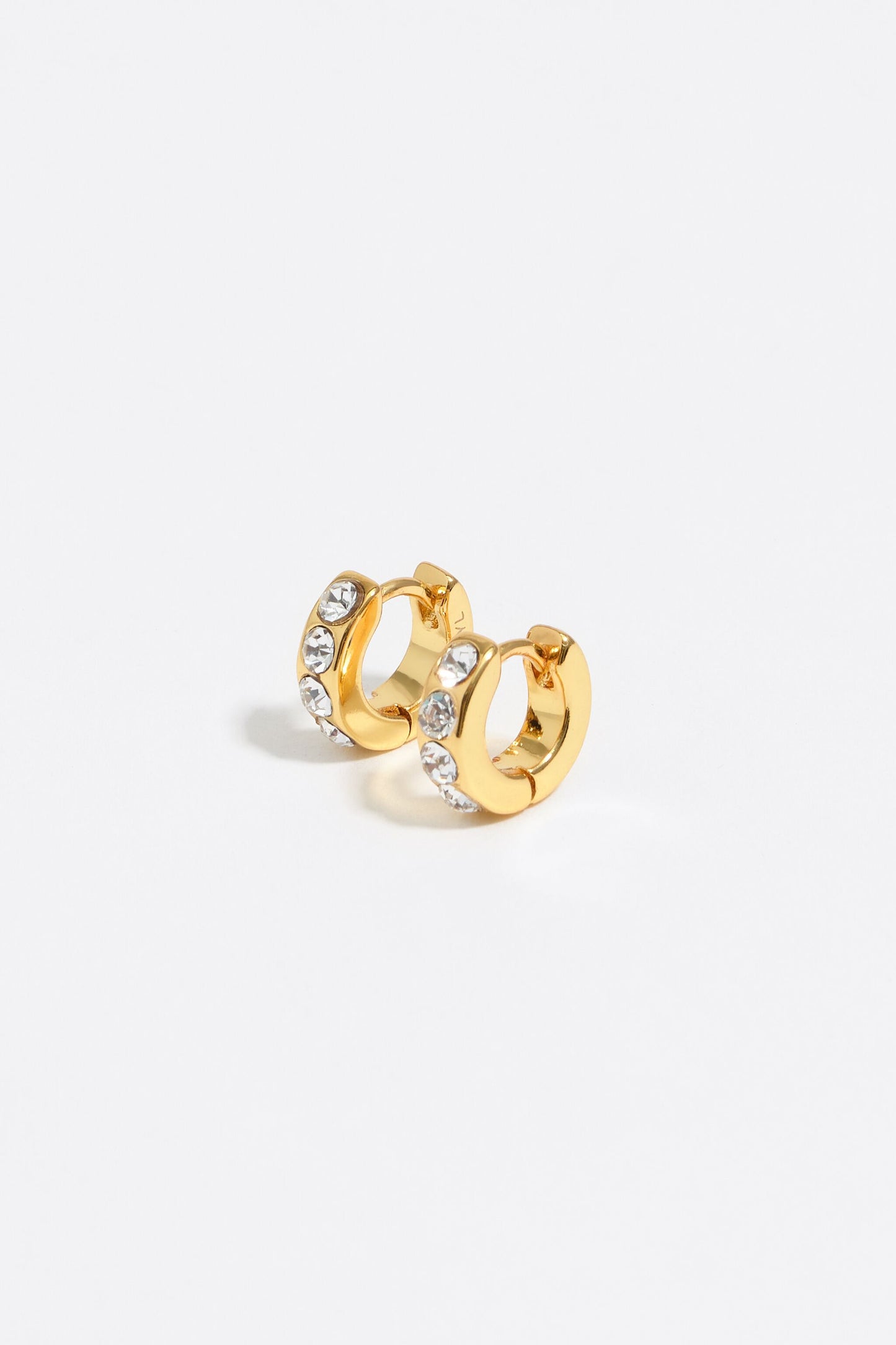 Golden mini hoop crystals earrings