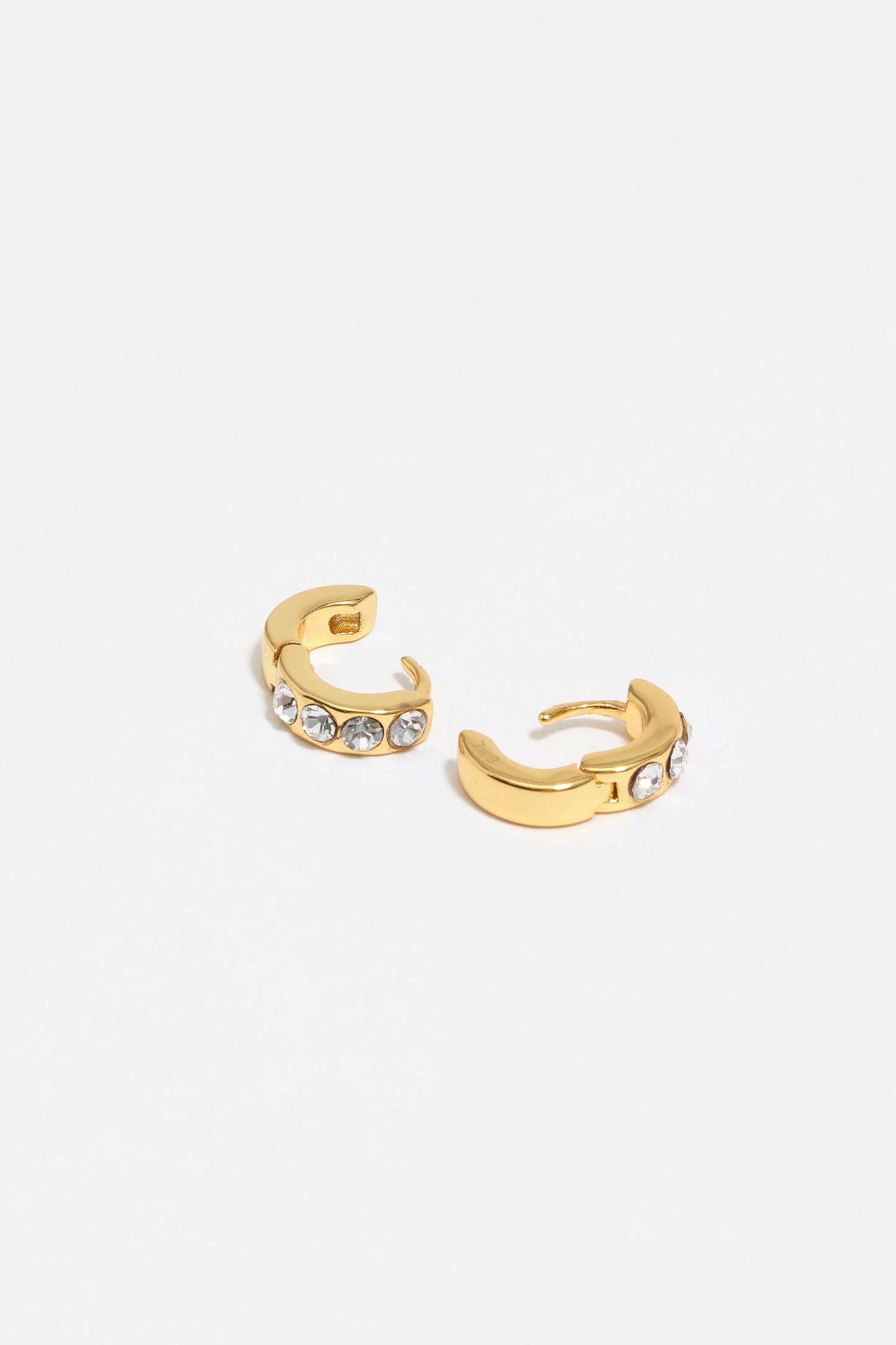Golden mini hoop crystals earrings