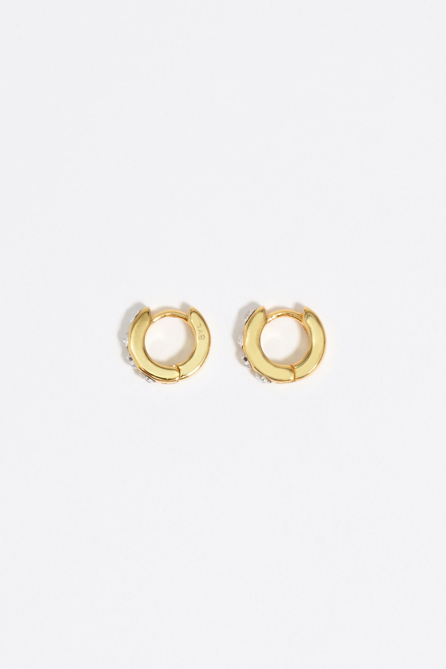 Golden mini hoop crystals earrings