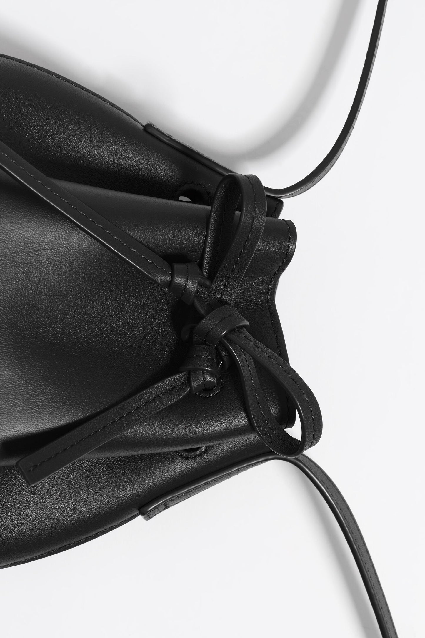 Black leather bucket bag