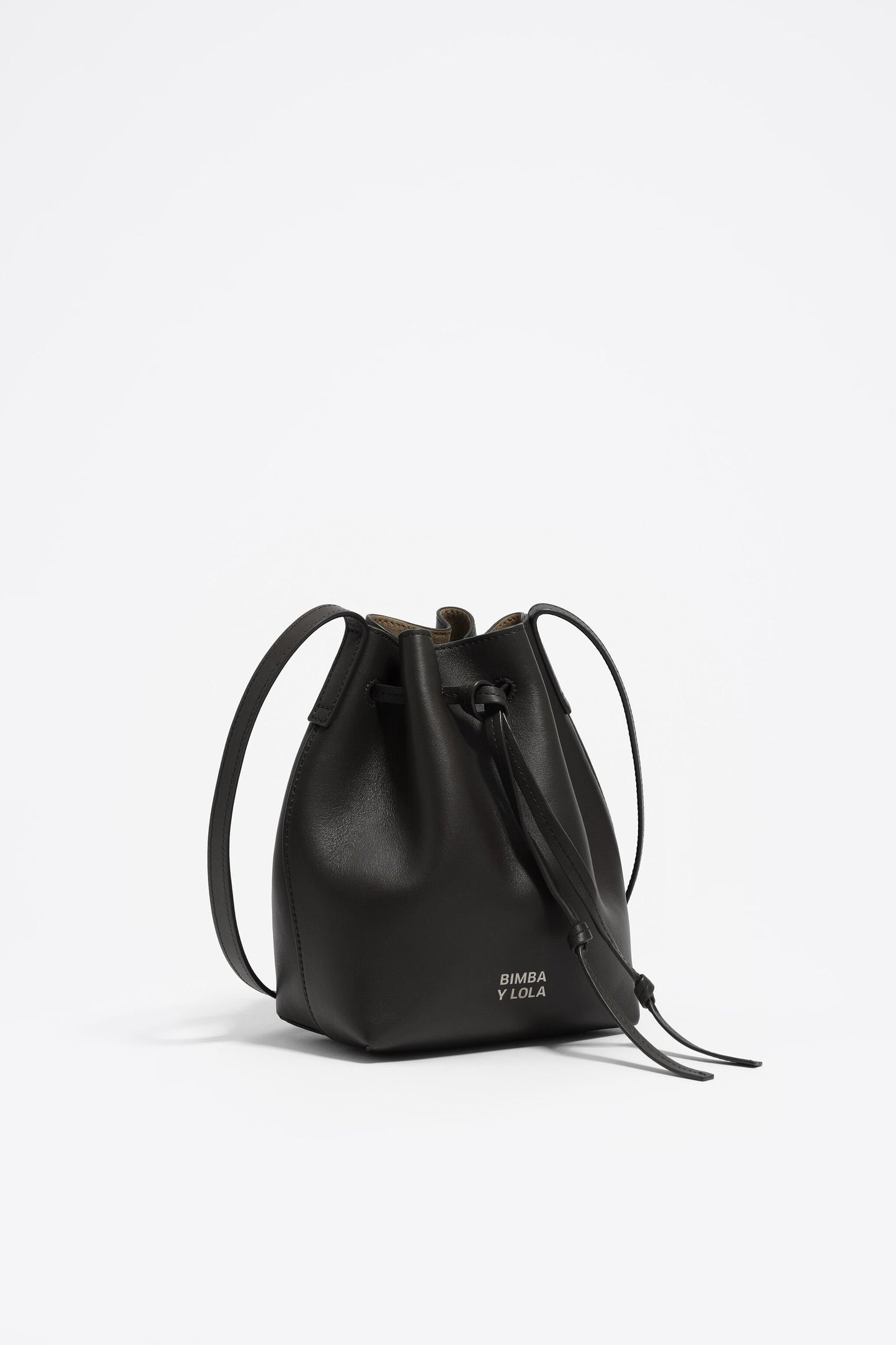 Black leather bucket bag