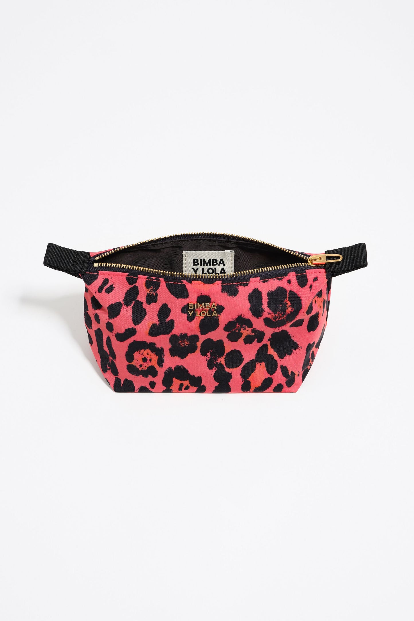 Electric pink Leopard print nylon make-up case