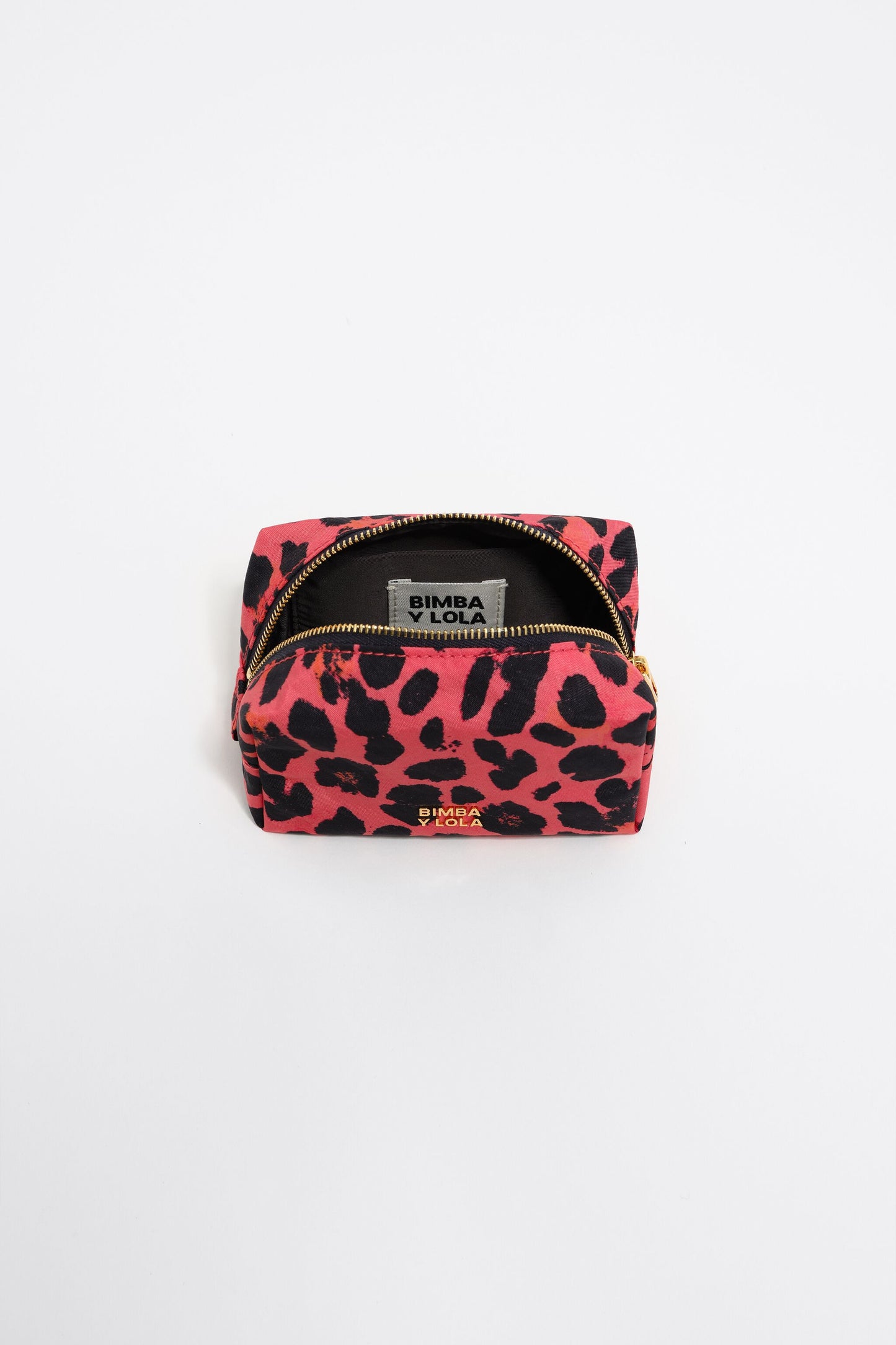 Electric pink Leopard print nylon make-up case