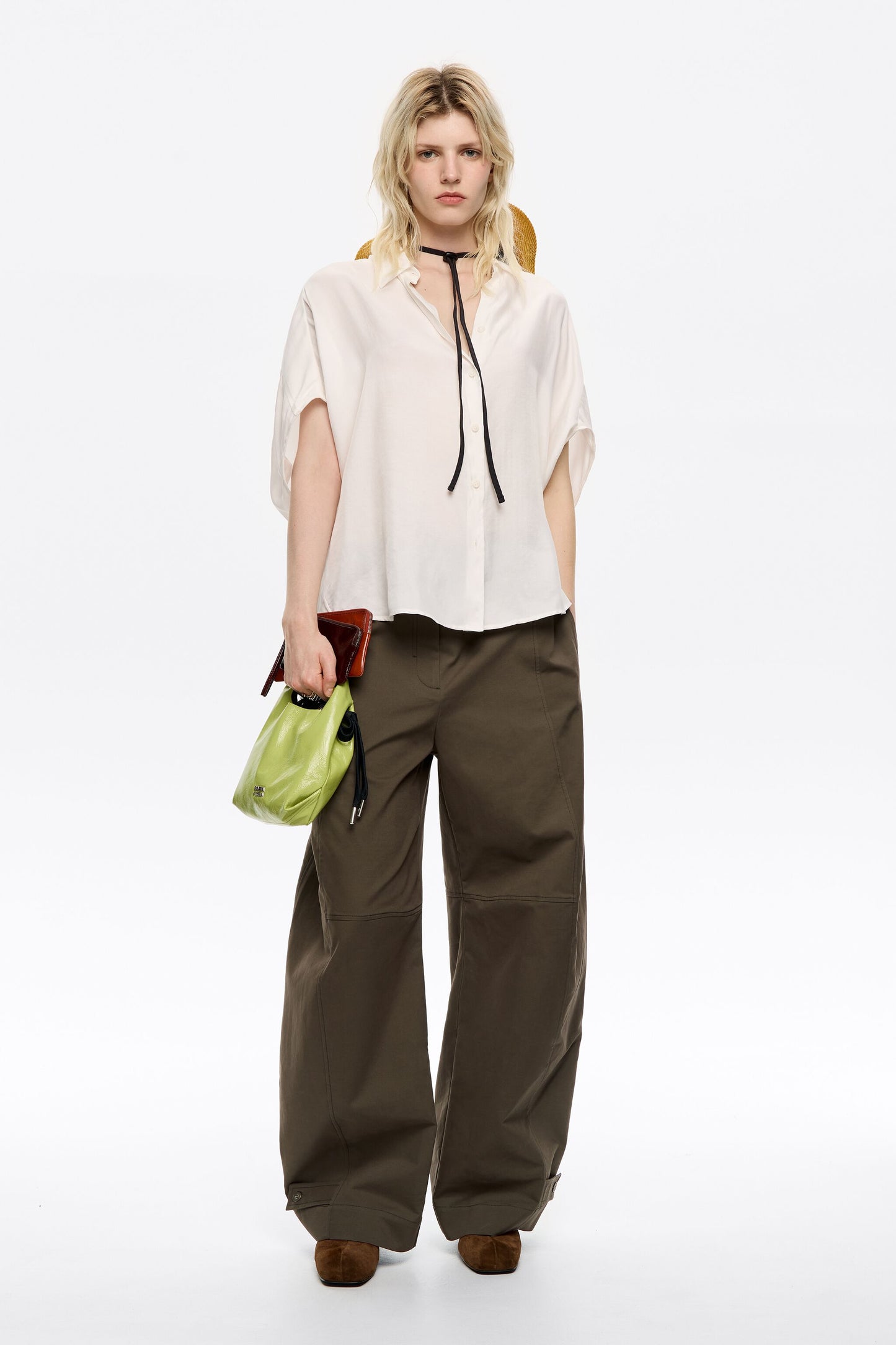 Ivory fluid cape shirt
