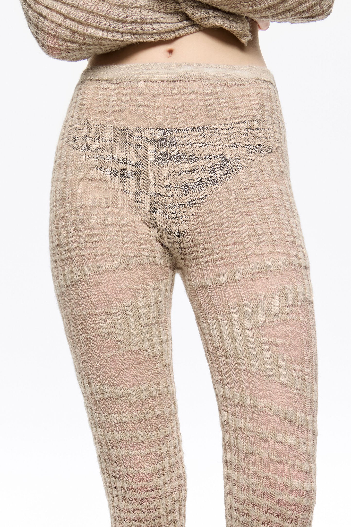 Sand lurex leggings