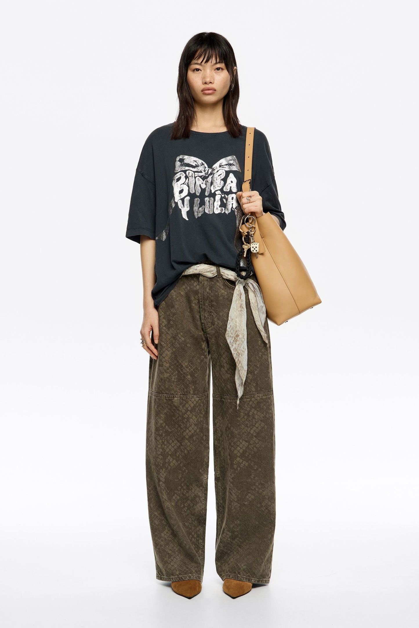 WIDE LEG - Brown Snake denim jeans