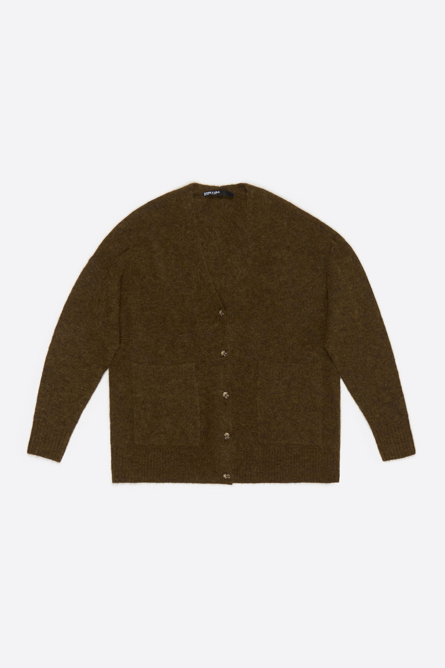 Long khaki alpaca cardigan