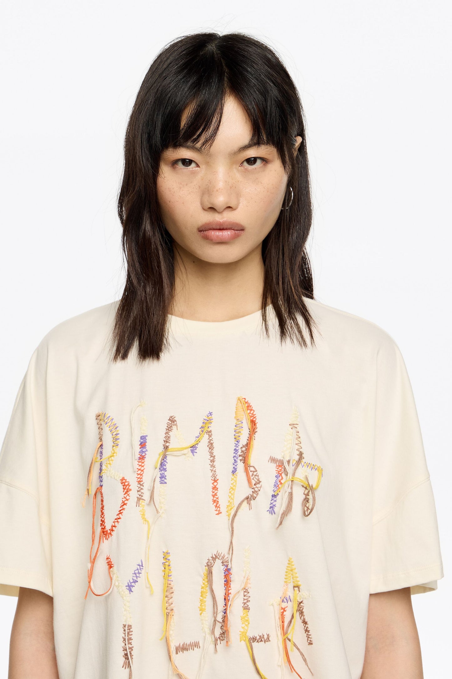 Vanilla fringed logo T-shirt