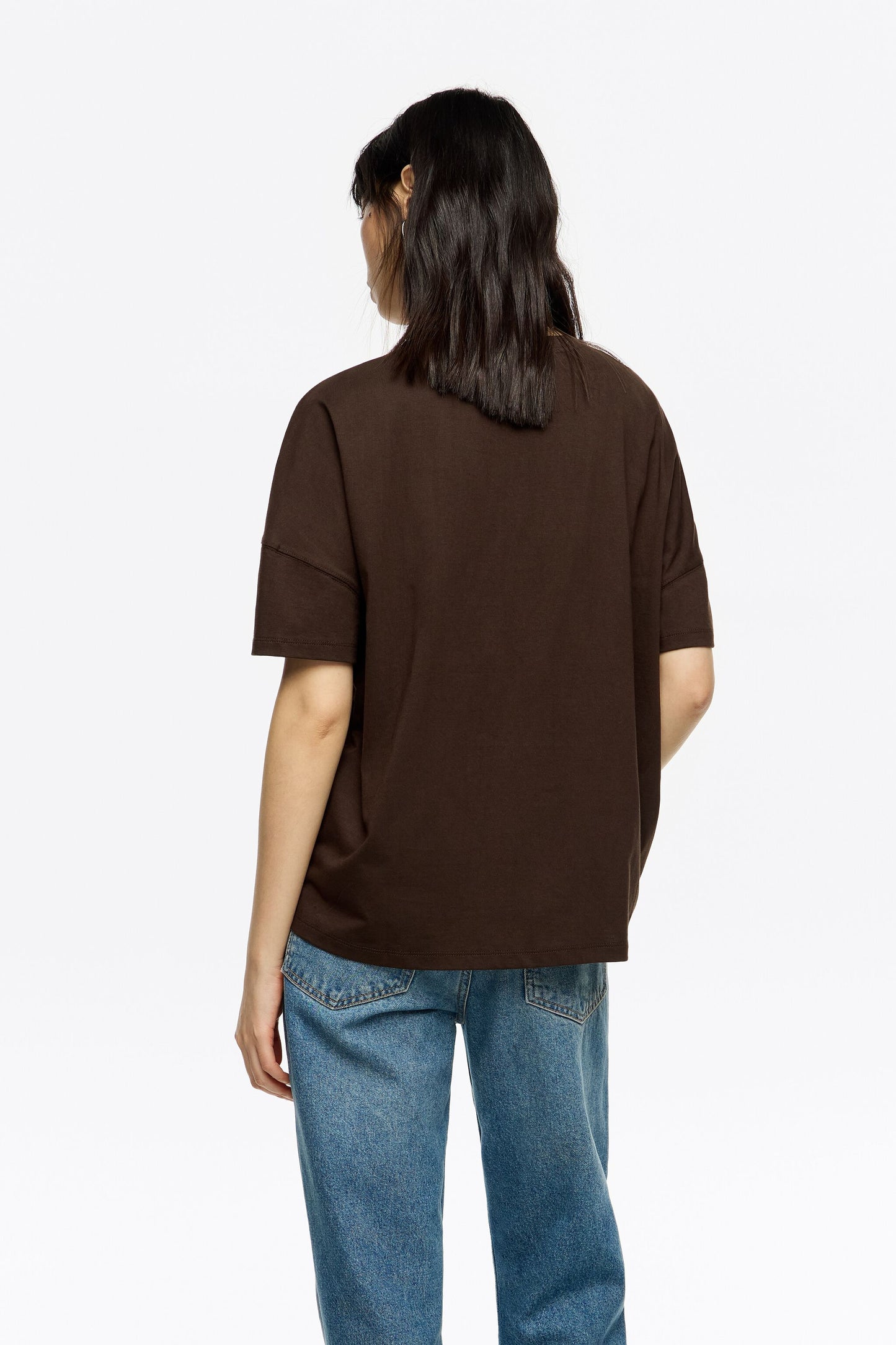 Dark burgundy fringed logo T-shirt