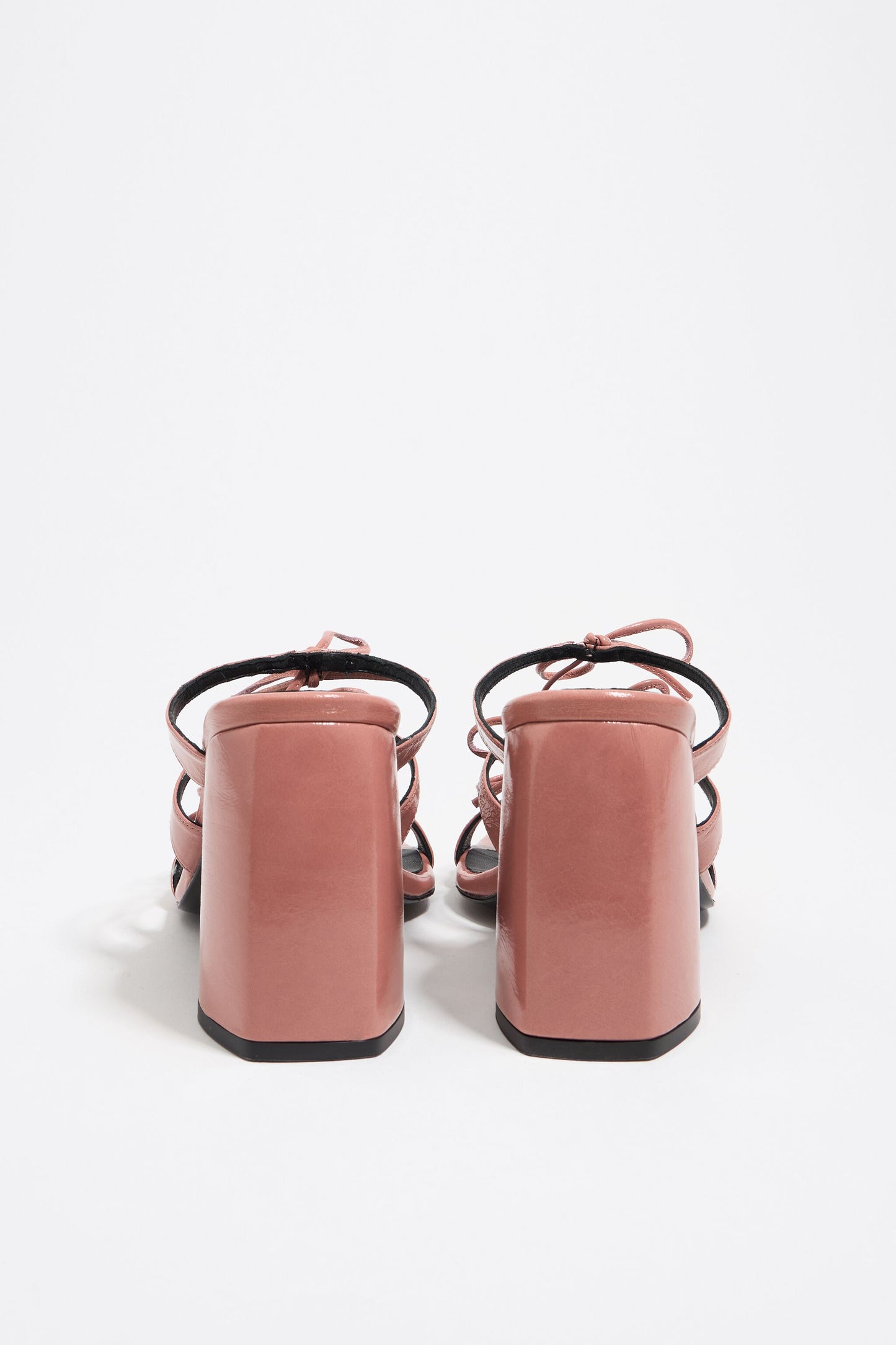 Pink leather heel sandal