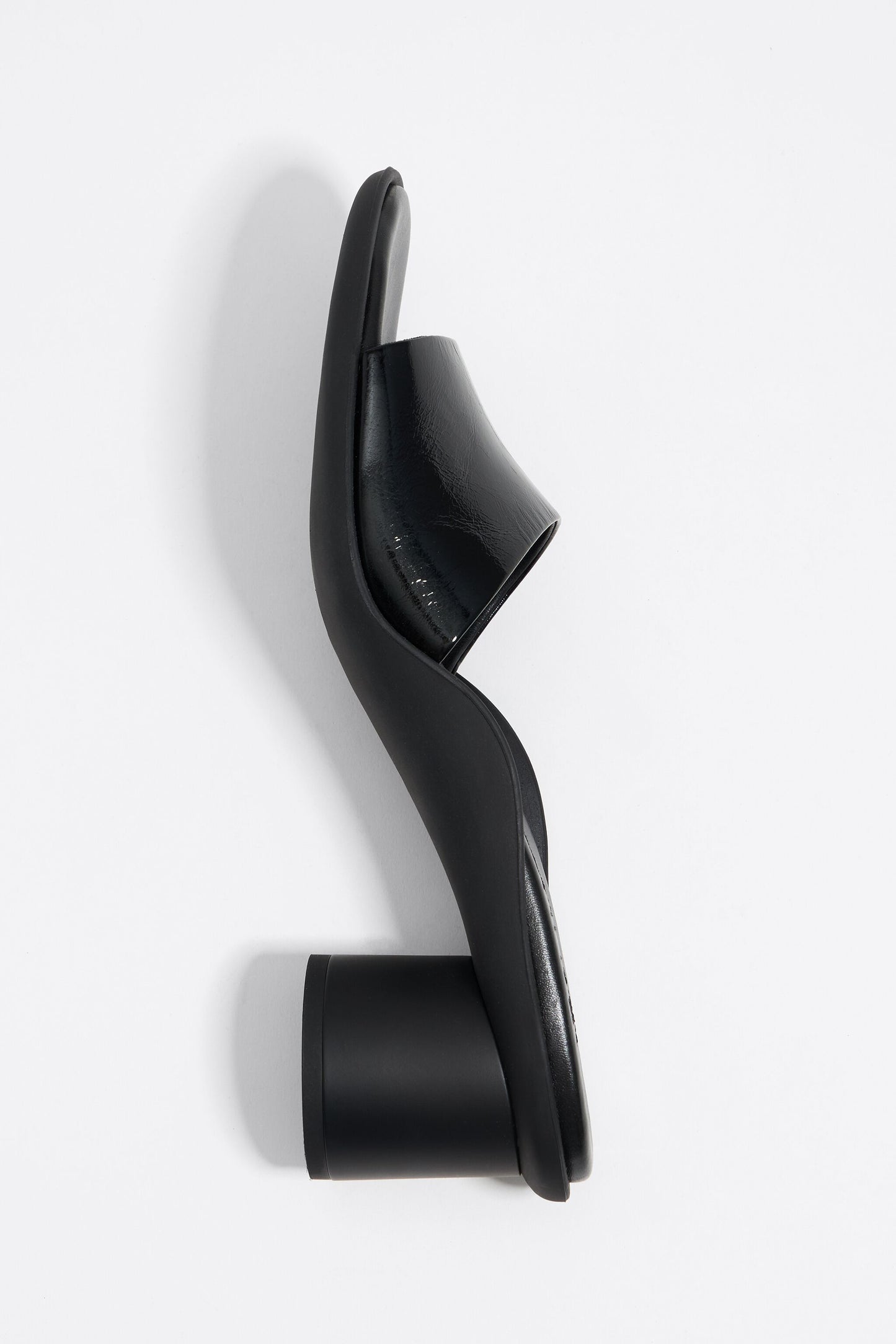 Black leather heel sandal