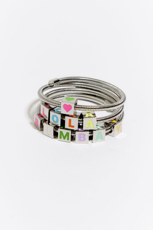 Silver coil chain Logo bracelet