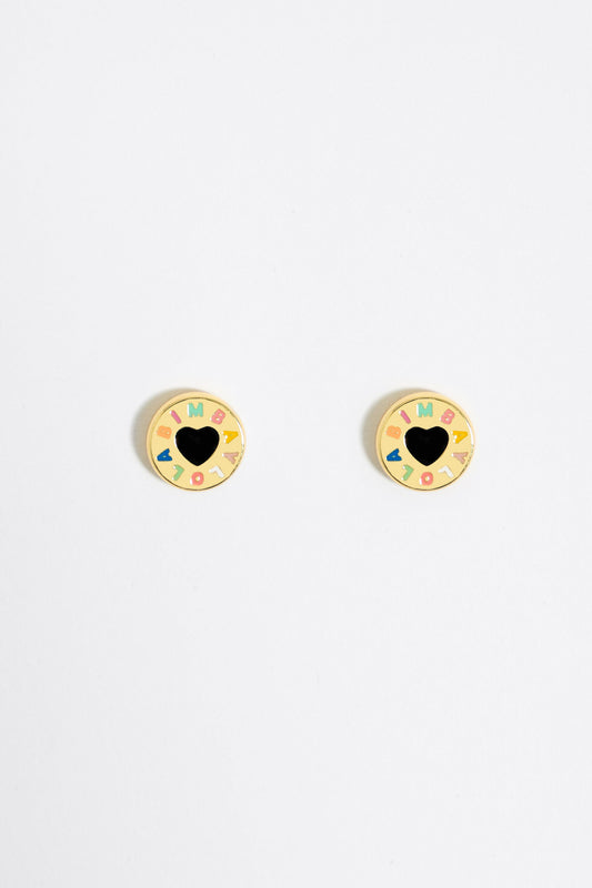Golden heart logo earrings