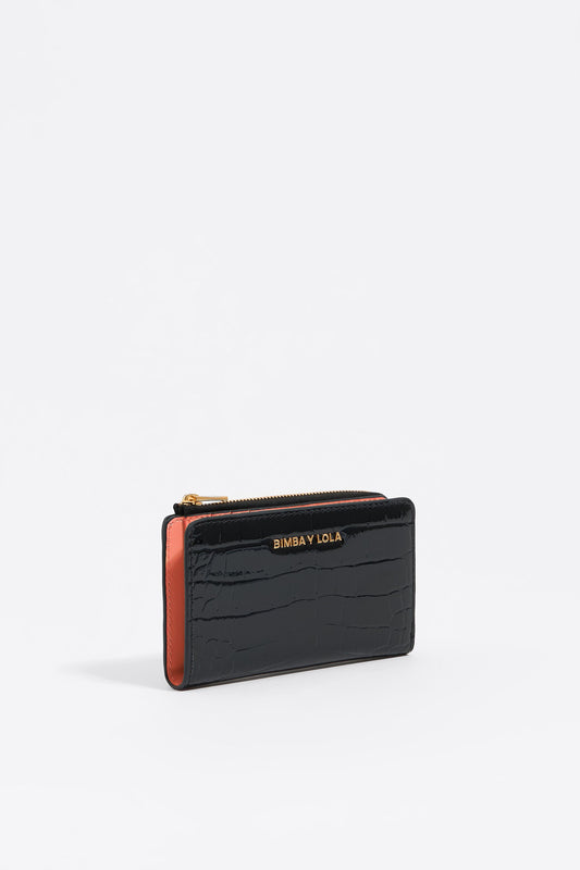 Black mock croc purse