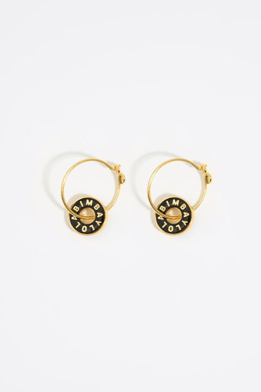 Black logo hoop earrings