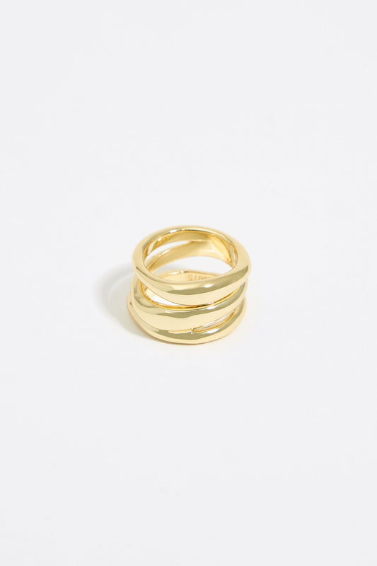 Textured gold three-band ring