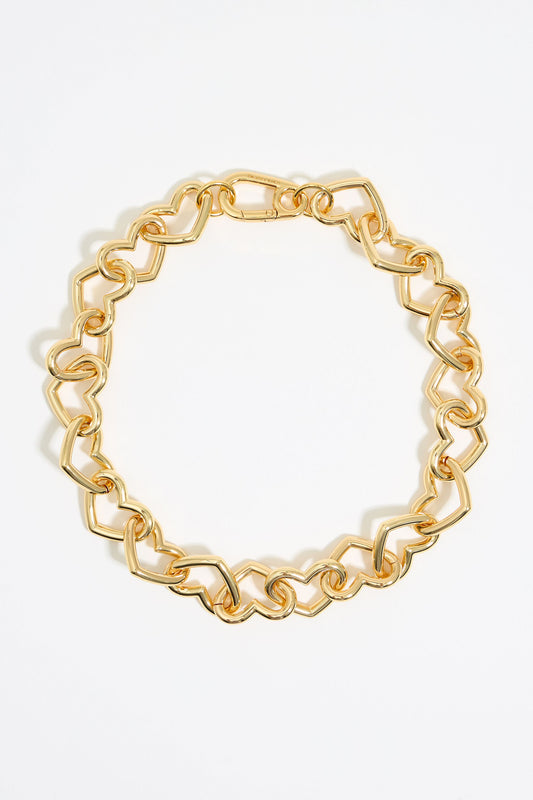 Gold hearts chain necklace