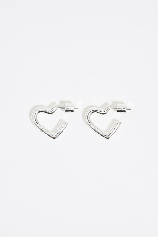 Silver heart hoop earrings