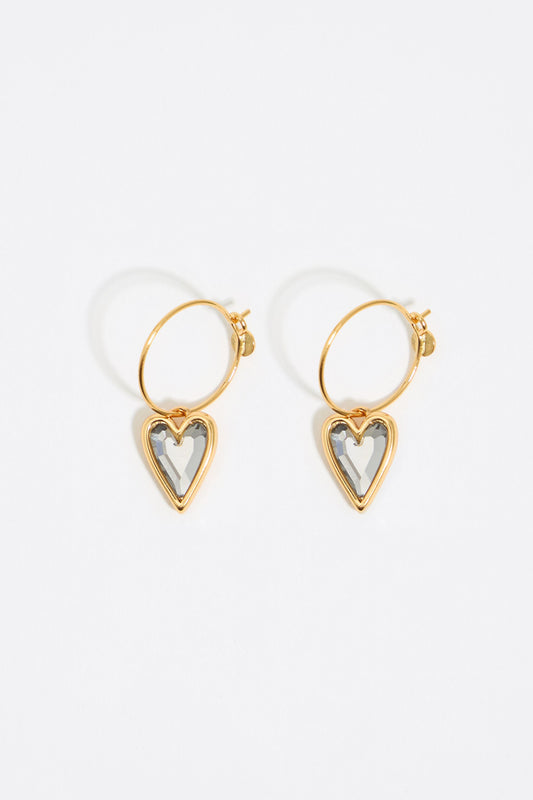Crystal heart hoop earrings