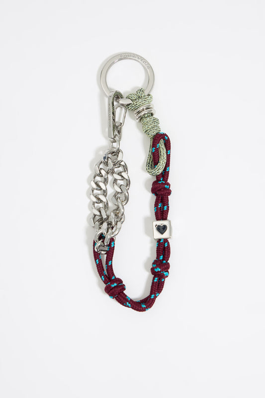 Burgundy knots and chain key ring