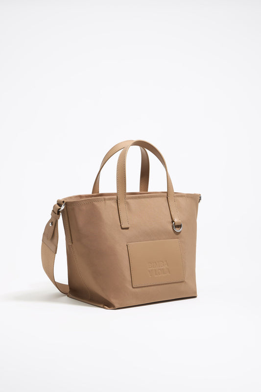Small bark brown nylon crossbody bag