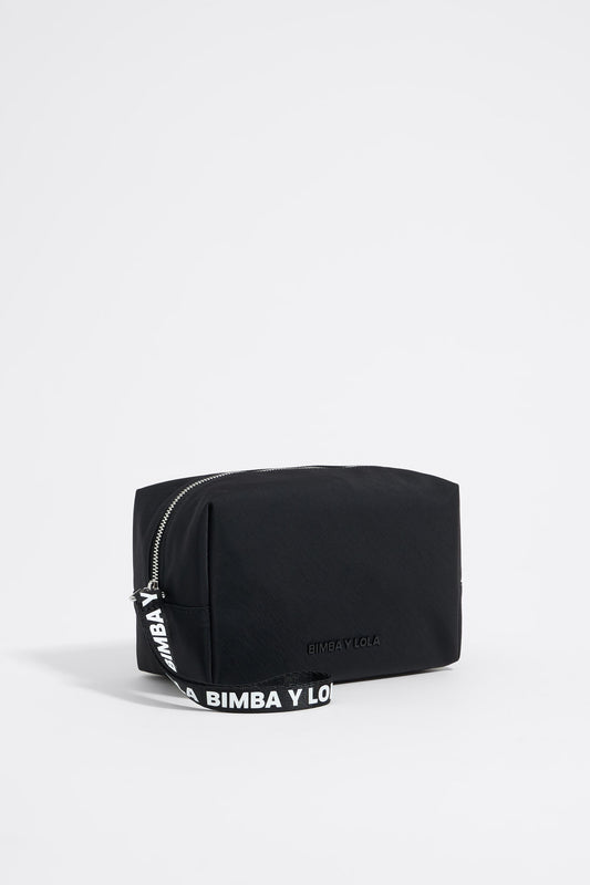 Medium black nylon make-up case