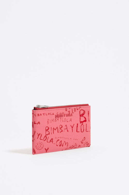Strawberry mock croc coin purse