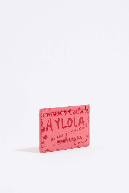 Strawberry mock croc card holder