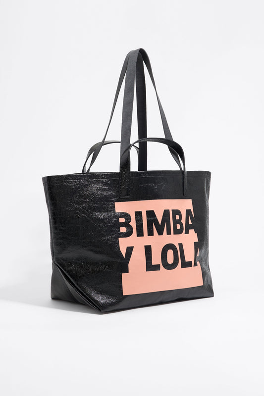 Black large logo shopper bag
