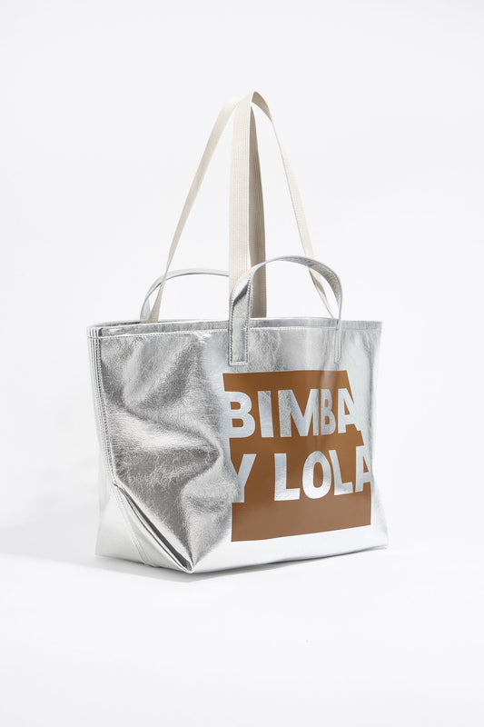 Large silver shopper bag