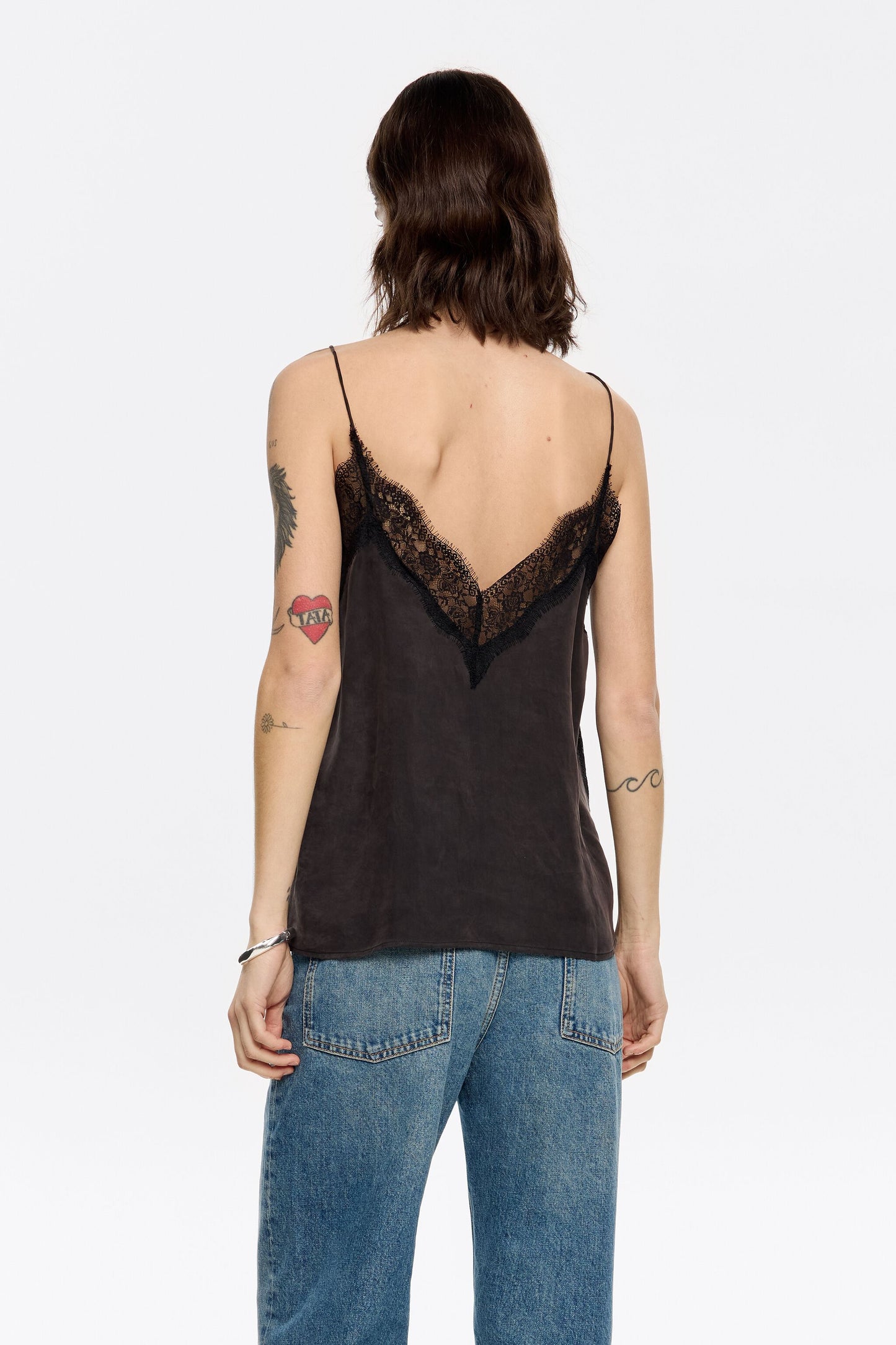 Black lace strappy top