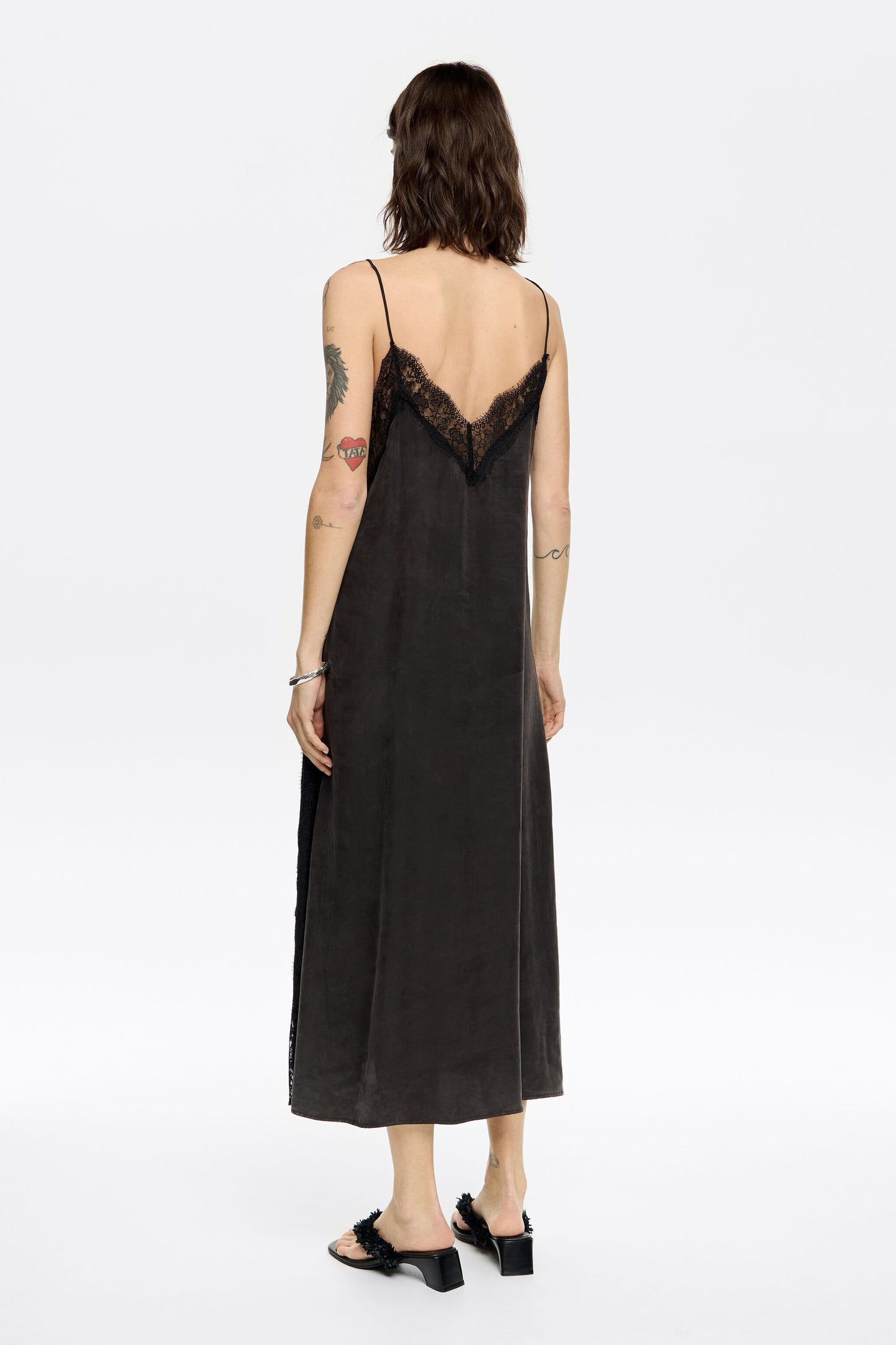 Black lace strappy dress