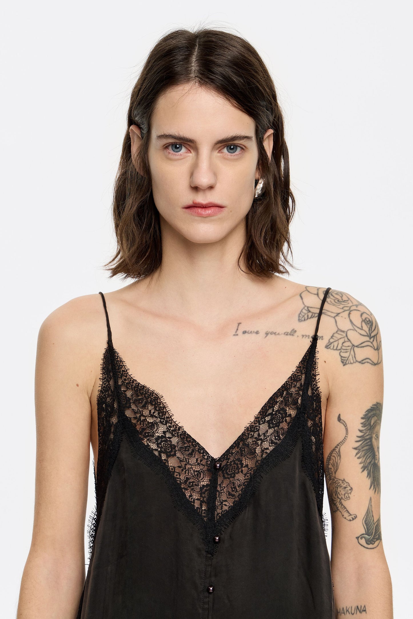 Black lace strappy dress