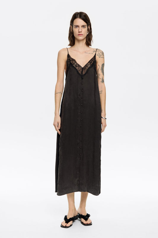 Black lace strappy dress