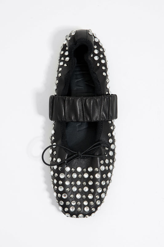 Studded black leather ballerina