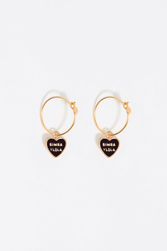 Black Heart logo hoop earrings