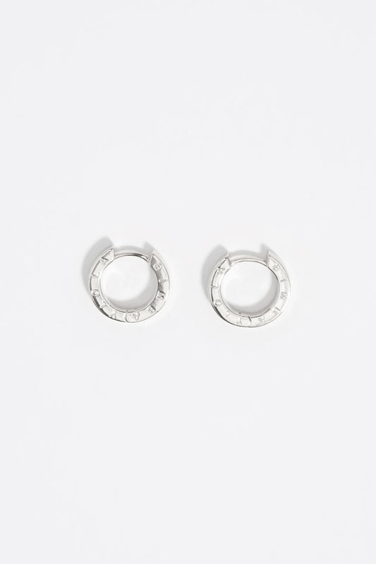 Silver logo hoop earrings