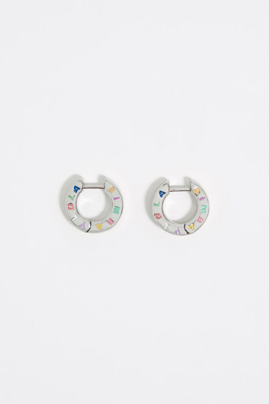 Silver logo hoop earrings