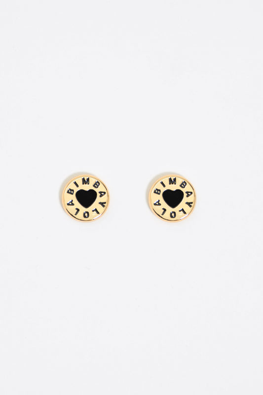 Black heart logo earrings